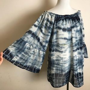 Off the shoulder tie dye beach cover up